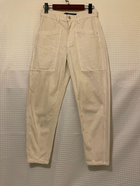 Veronica Beard Denim - Veronica Beard Charlie High Rise‎ Barrel Leg Cream Carpenter Jeans Size 26